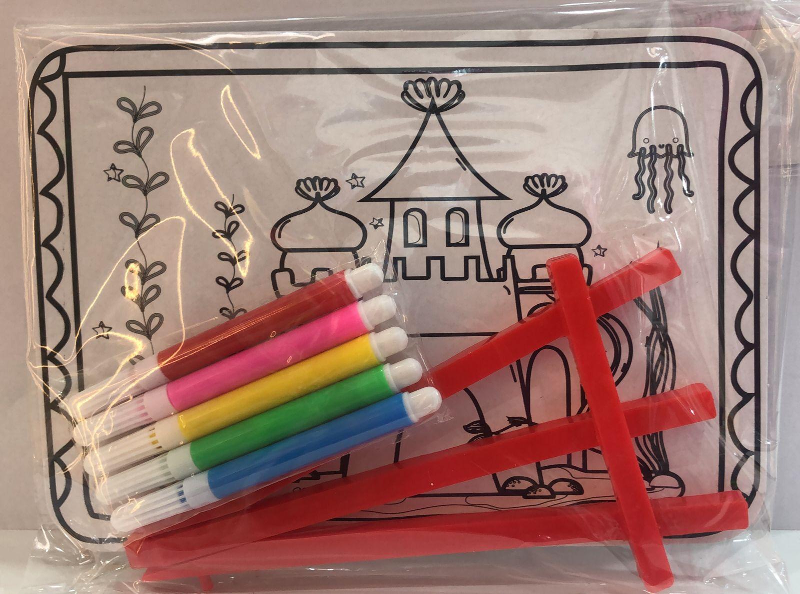 Set para pintar hoja castillo con fibras y exhibidor