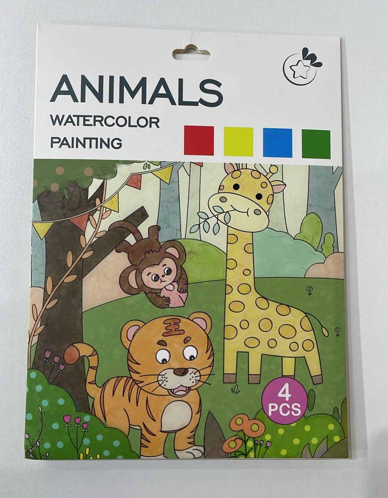 Tarjeta para pintar con acuarelas y pincel