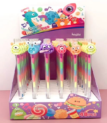 Lapicera multicolor moustro en display