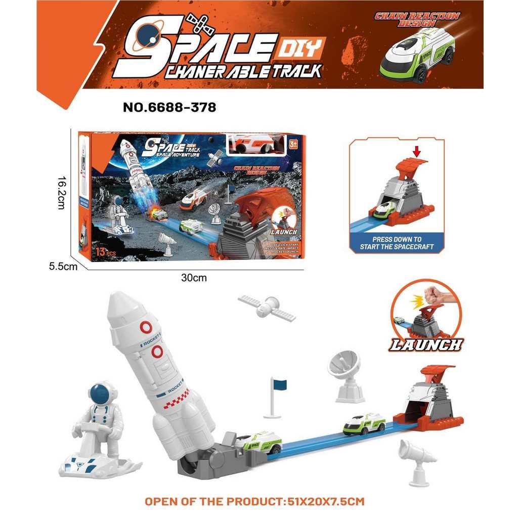 Pista espacial, lanza cohete en caja