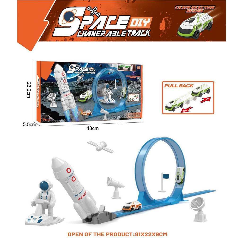 Pista espacial con autitos en caja