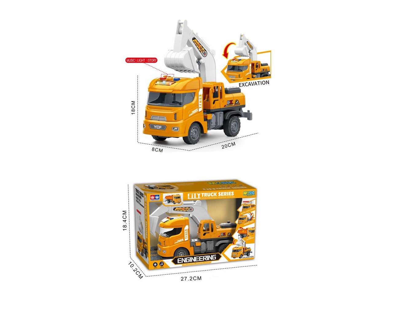 Camión constructor con luz y sonido en caja exhibidora