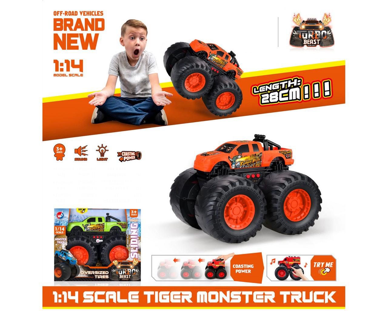 4x4 monster con sonido a pila en caja exhibidora