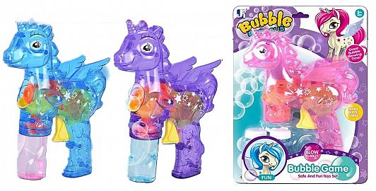 Pistola de burbuja línea fantasía unicornio con luz blister