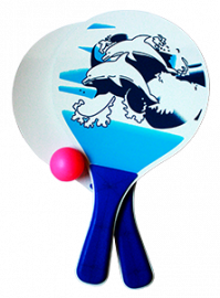 Set de pelota paleta delfines en bolsa red