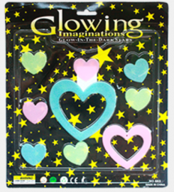 Stickers fluorescentes corazones en blister