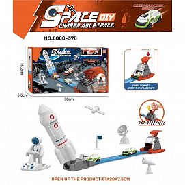 Pista espacial, lanza cohete en caja